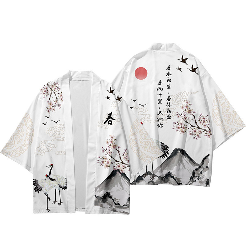 Demon Slayer Haori - Samurai Crane Cardigan Flower Print Oversized