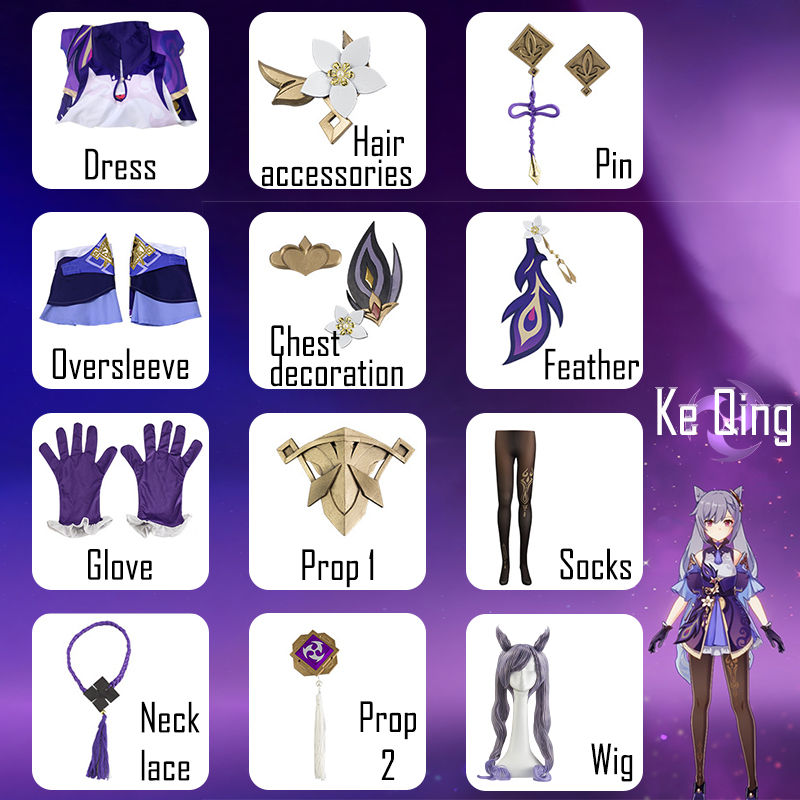 Genshin Impact Keqing Cosplay  - Anime Cosplay Women review and price